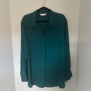 NWT Nine West Teal Striped Button Down Shirt